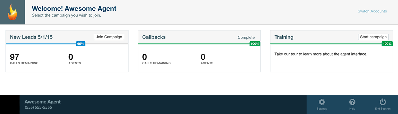 The agent landing page